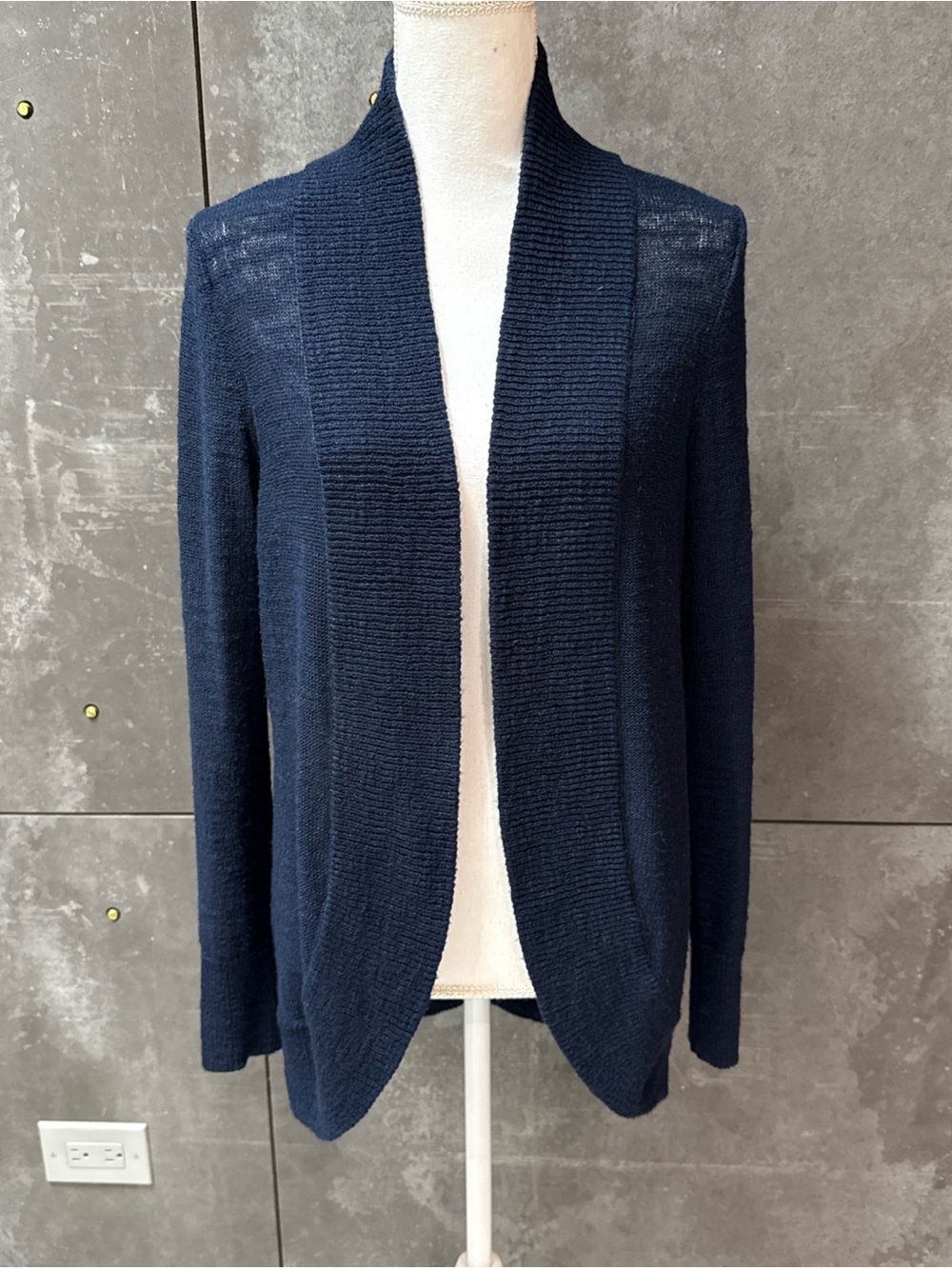 Lilly Pulitzer Navy Open-Front Ribbed Shawl Cardigan